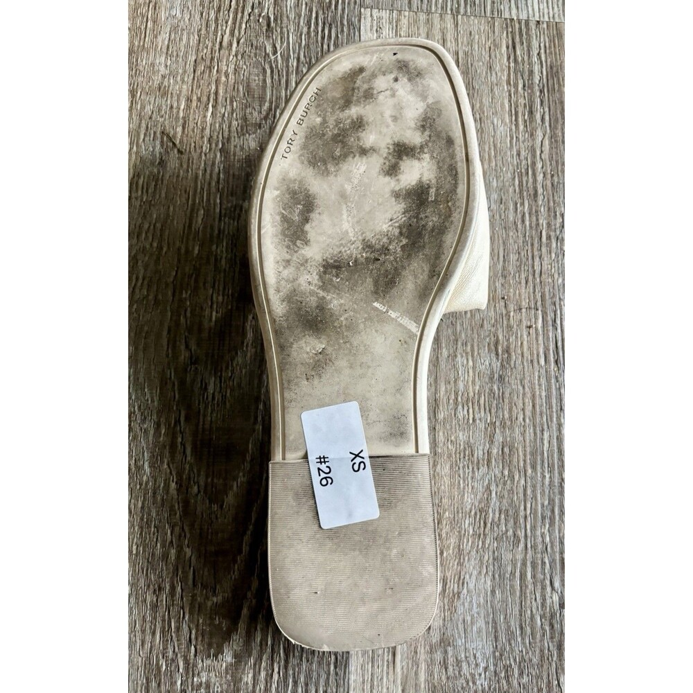 Tory Burch Double T Sport Cream Leather Logo Sandal RIGHT SHOE ONLY Size 9M - Picture 7 of 7